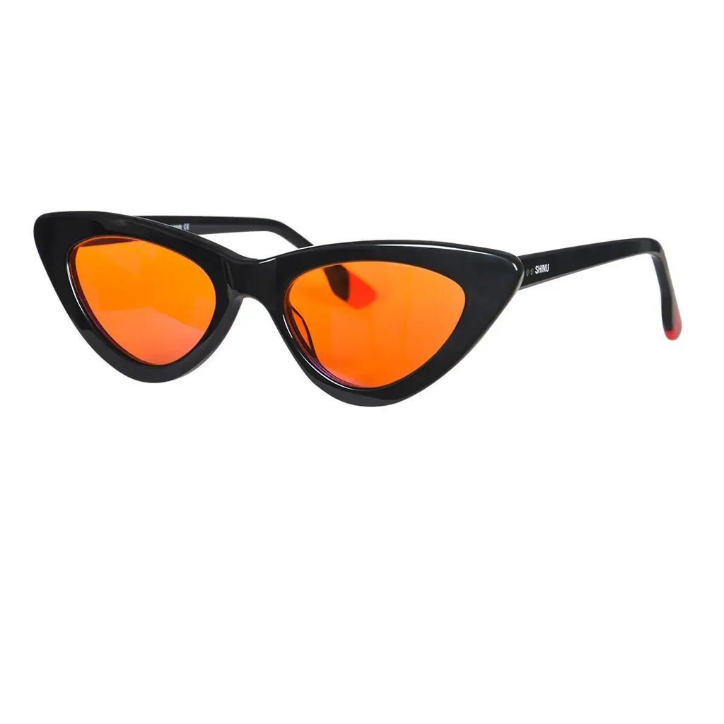 SHINU Sleep Better vintage cat eye glasses women acetate glasses red orange clear lens blue light lock for women y2k eyeglasses