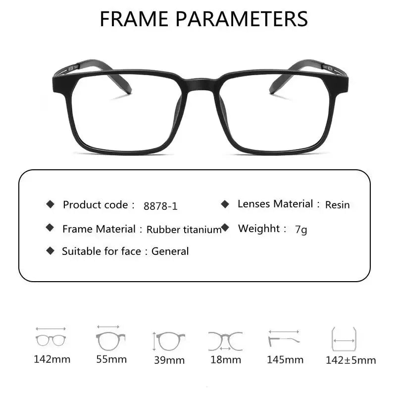 Pure Titanium Progressive Reading Glasses for Men Anti Blue Light Presbyopia Eyewear Adjustable Nose Pads Diopter +1.0 to +4.0