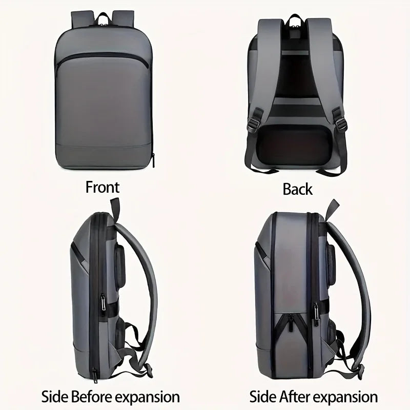 Guangzhou-made single-piece men's solid color expandable business backpack with durable zipper and multiple compartments