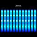 30pcs Blue LED Light Up Foam Sticks Glow Wand 3-Mode Flashing Cheer Tube Glow in The Dark  Wedding Birthday Concert DJ Raves