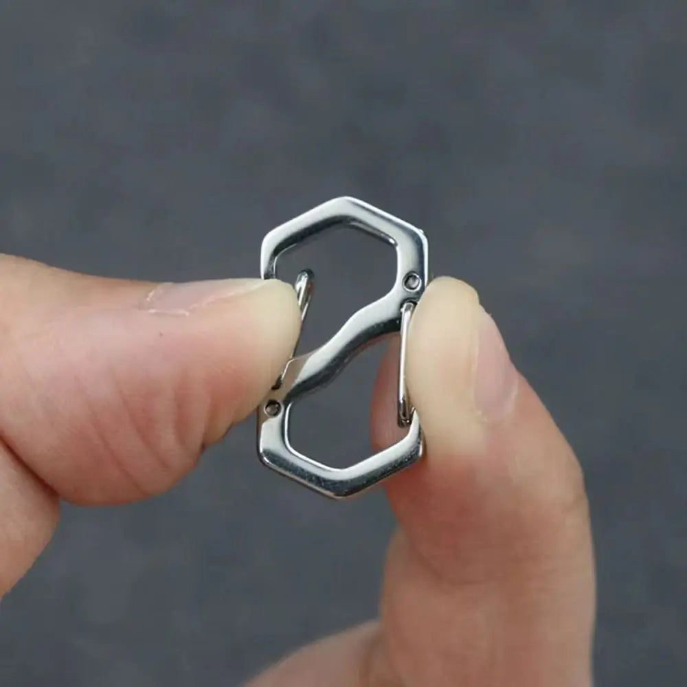 10PCS Stainless Steel Backpack Buckle S Type Handmade Carabiner with Lock Silver Necklace Clasps Jewelry Accessories