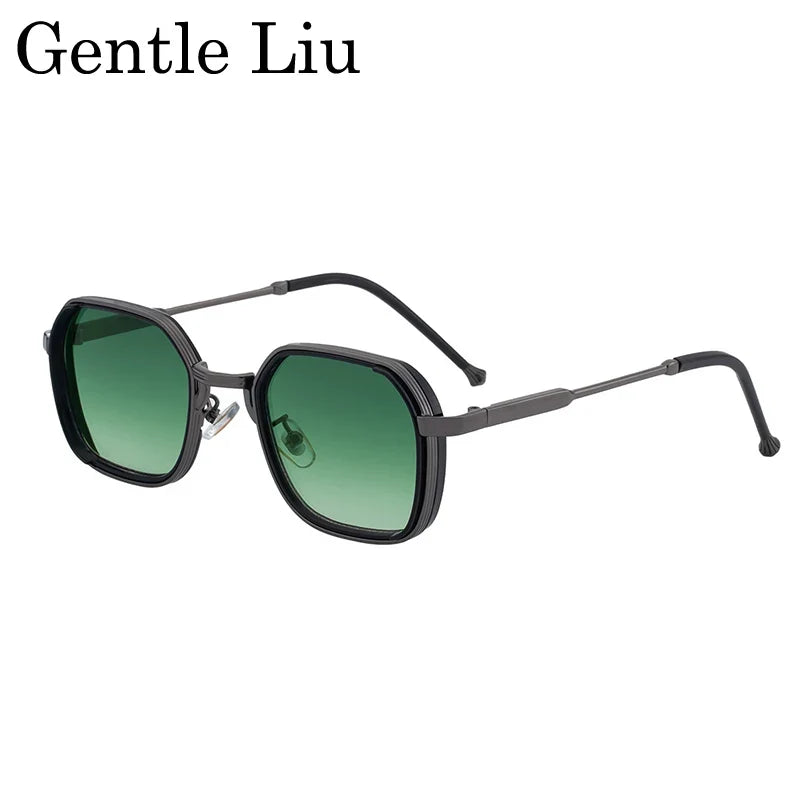 2026 Vintage Steampunk Square Sunglasses Men Polygon Small Metal Frame Sun Glasses Punk Black Eyewear For Male Driving Shades