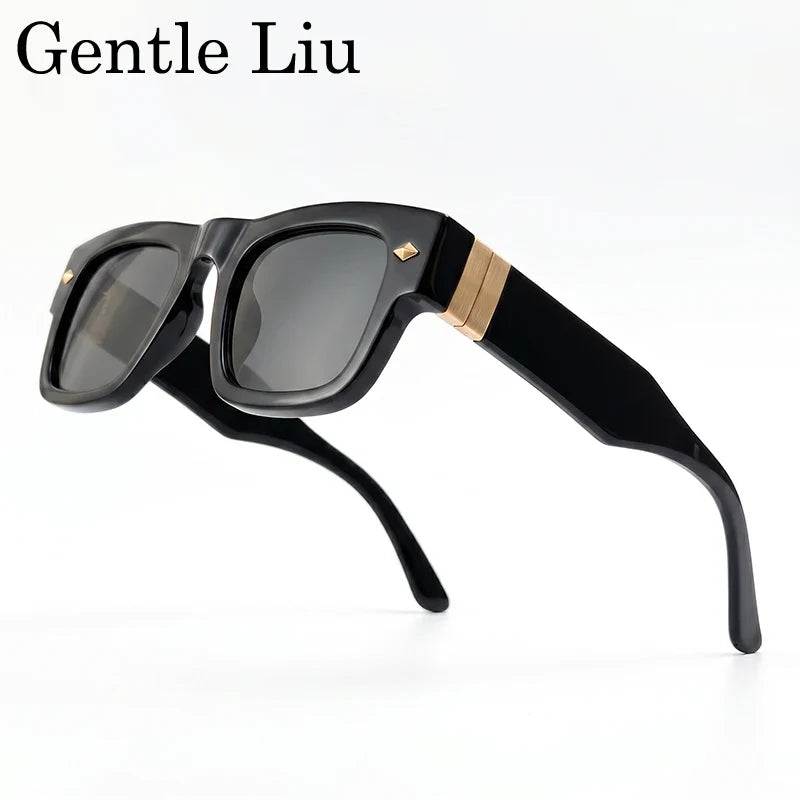 Retro Steampunk Square Photochromic Sunglasses Men Luxury Brand Design Oversized Thick Frame Rivet Sun Glasses For Male Eyewear