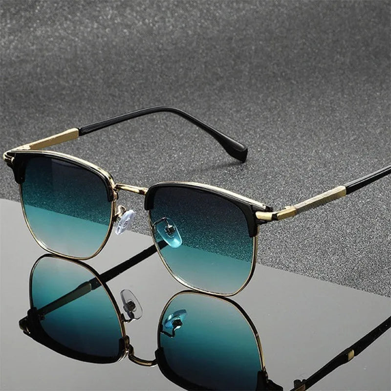 Vintage Square Metal Frame Sunglasses for Men and Women, Retro Unisex Fashion UV400 Protection Eyewear