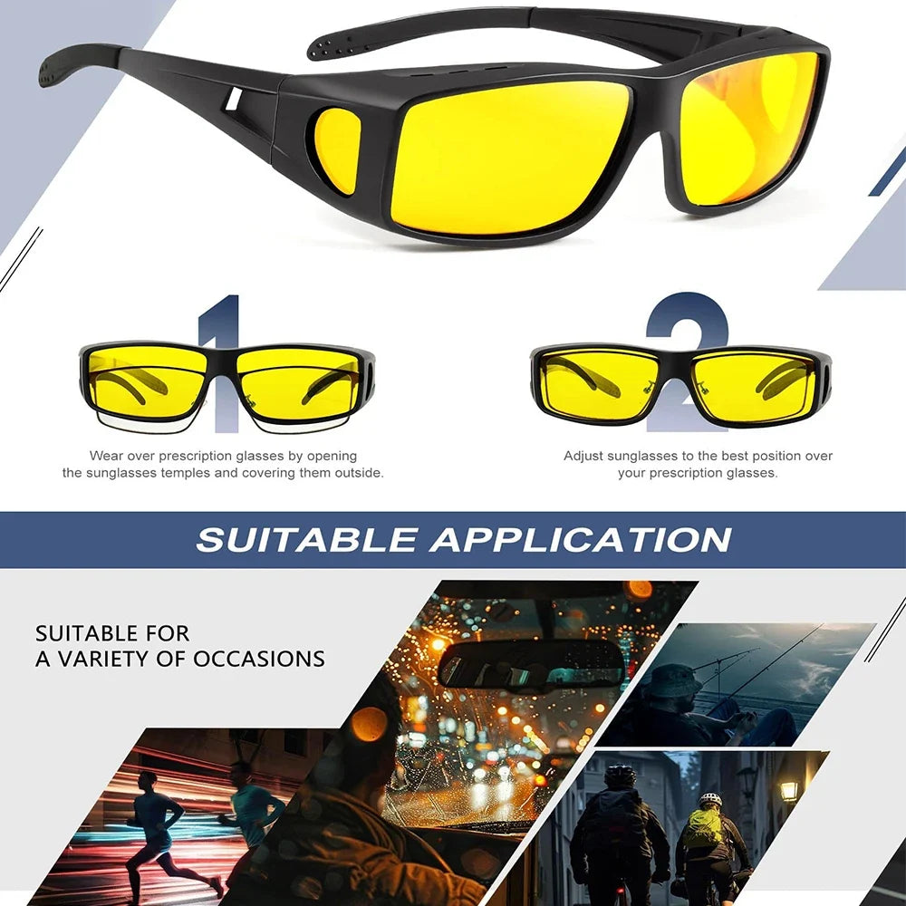 CRIXALIS Polarized Fashion Sunglasses Men Night Vision For Driving AT Night Women Men Anti-reflective UV400 Protection
