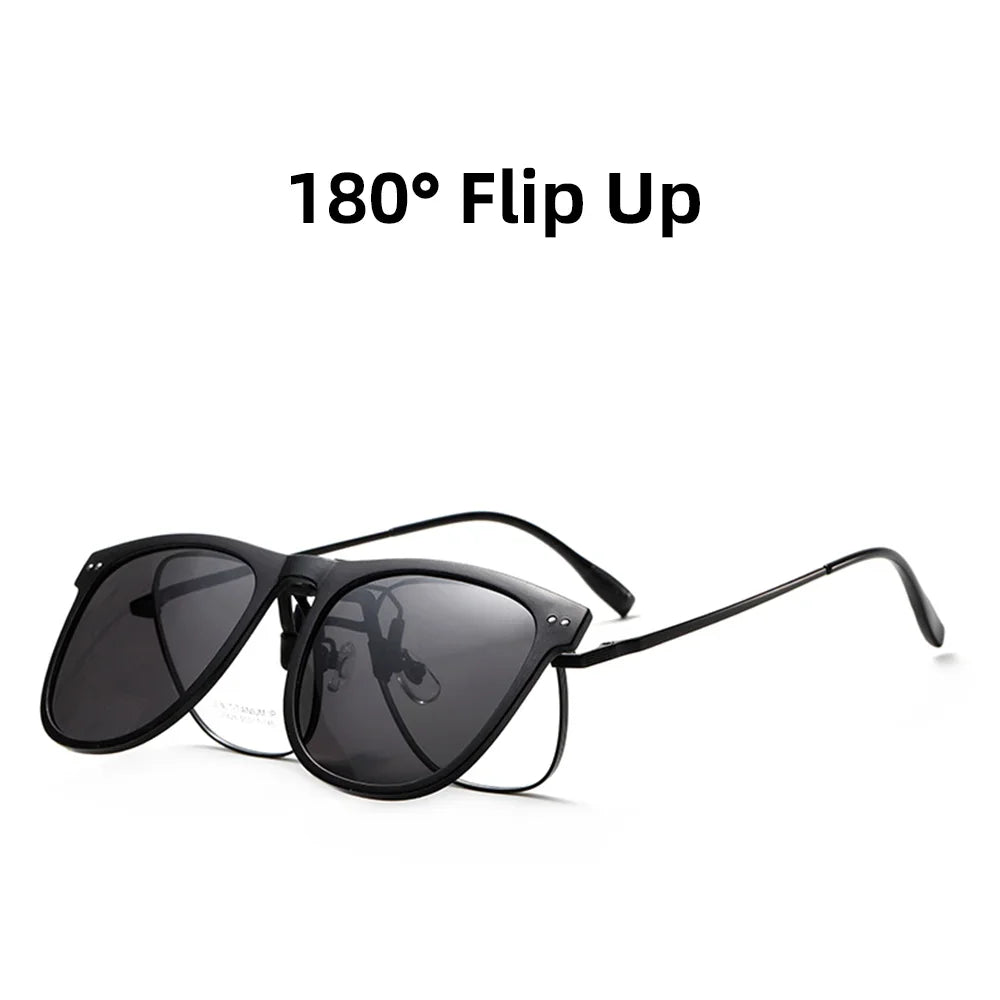 VIVIBEE Men Polarized Lens Flip Up Clip on Sunglasses Women Photochromic Oversized Driving Sun Glasses UV400 Gradient Clips