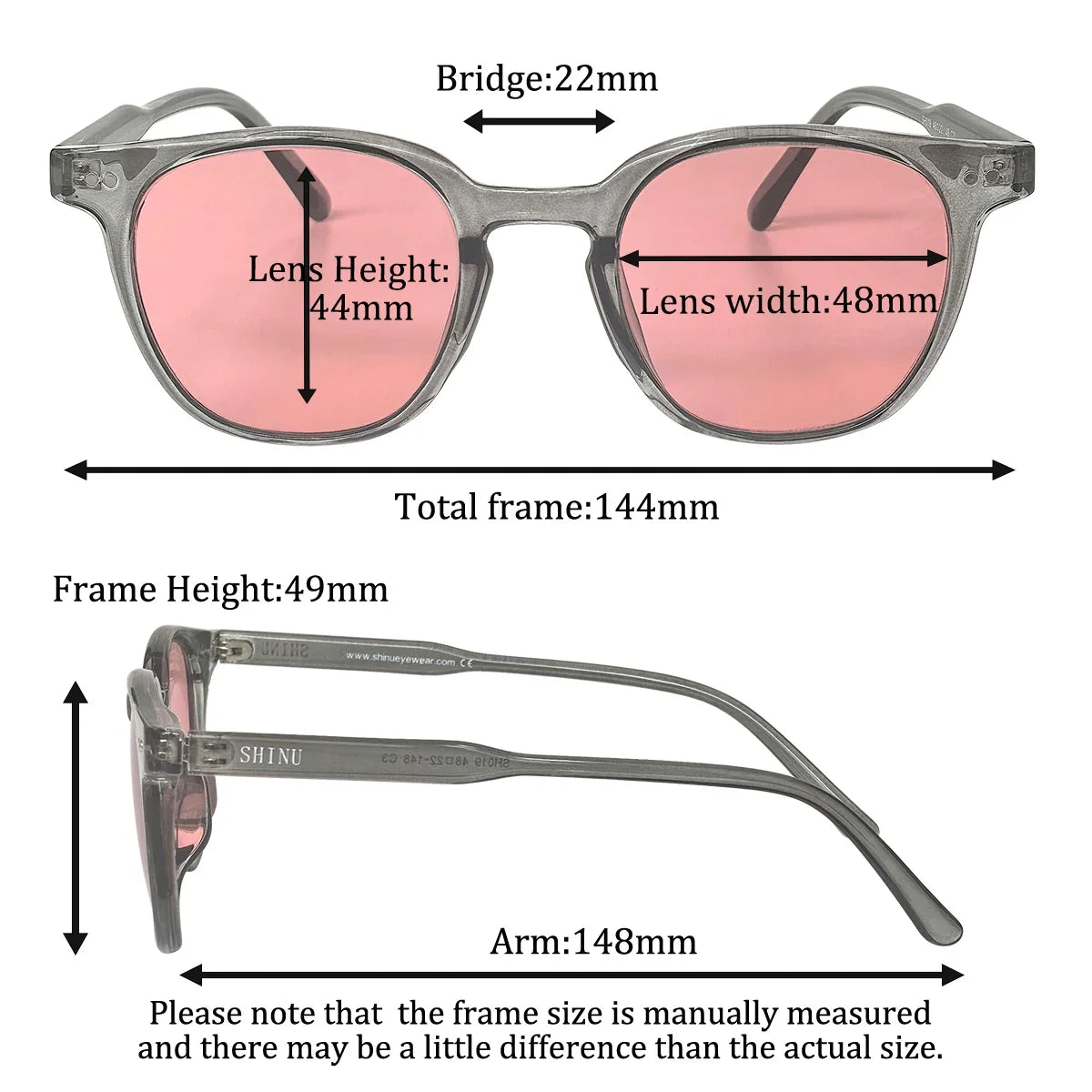 SHINU FL-41 Glasses FL41 Tint Glasses for Men & Women, Rose FL41 Lenses 480-520nm Blue Green Light Blocking Migraine Eyewear