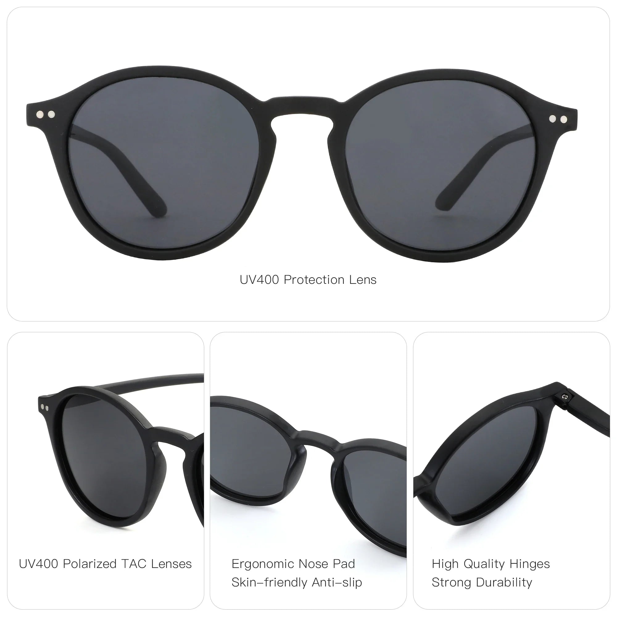 ZENOTTIC 2 Pack Polarized Sunglasses for Women Men Vintage Round and Square Frame UV Protection Shades Driving Sun Glasses