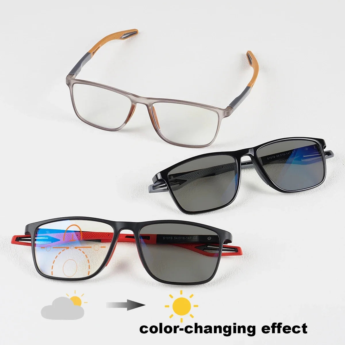 Men Women Square Reading Glasses Progressive Multifocal Photochromic Customized Spring Hinge Comfortable Wear Clear Lens Readers