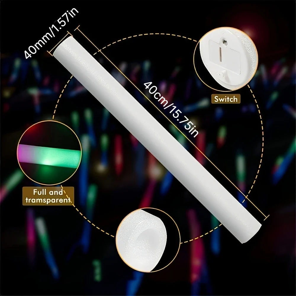 30pcs Blue LED Light Up Foam Sticks Glow Wand 3-Mode Flashing Cheer Tube Glow in The Dark  Wedding Birthday Concert DJ Raves