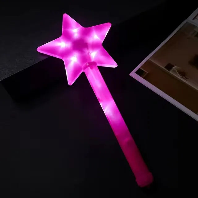 1pc LED Five Pointed Star Flashing Stick Light Up Flashing Wand Colorful Fluorescent Stick Princess Gift Party Birthday Supplies