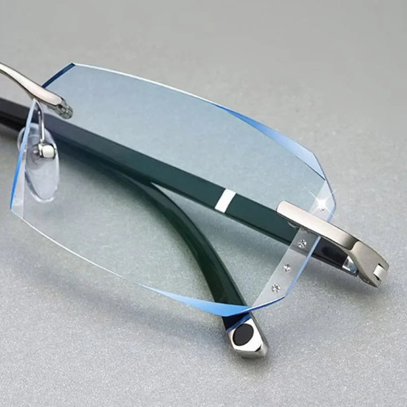 Stylish Frameless Anti-Blue Light Reading Glasses for Men Business Reading Glasses New Design