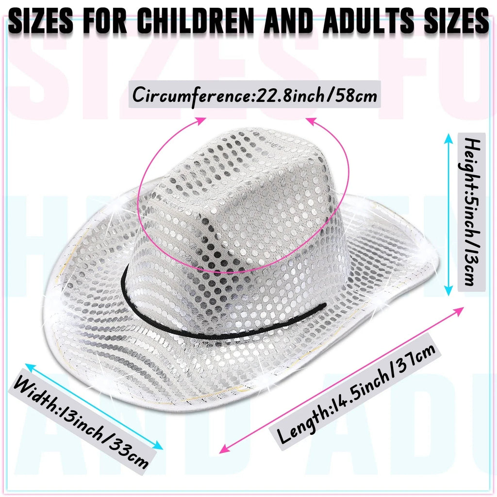6-20pcs Light Up Cowboy Hats LED Flashing Cowgirl Hats Western Cowboy Hats for women for Wedding Reception Dance Ball Party