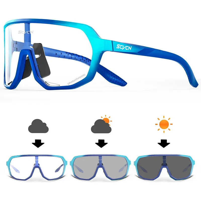 Photochromic Cycling Sunglasses Sports Glasses for Men Sun Mountain Bike Road Bicycle Eyewear Goggles Sports UV400 Polarized MTB