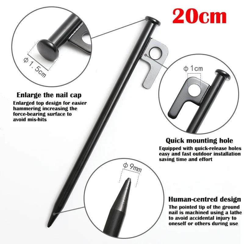 Tent Stakes Quality S45C Steel Tent Pegs Ground Stakes, Utility Camping Rope Nylon Core Para Cord for Camping Garden Hiking