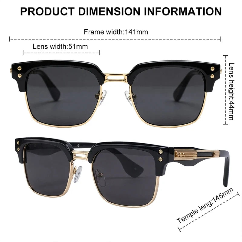 Retro Photochromic Classic Square Punk Sunglasses Men Metal Frame Driving Sun Glasses Male Vintage Luxury Brand Eyewear Shades