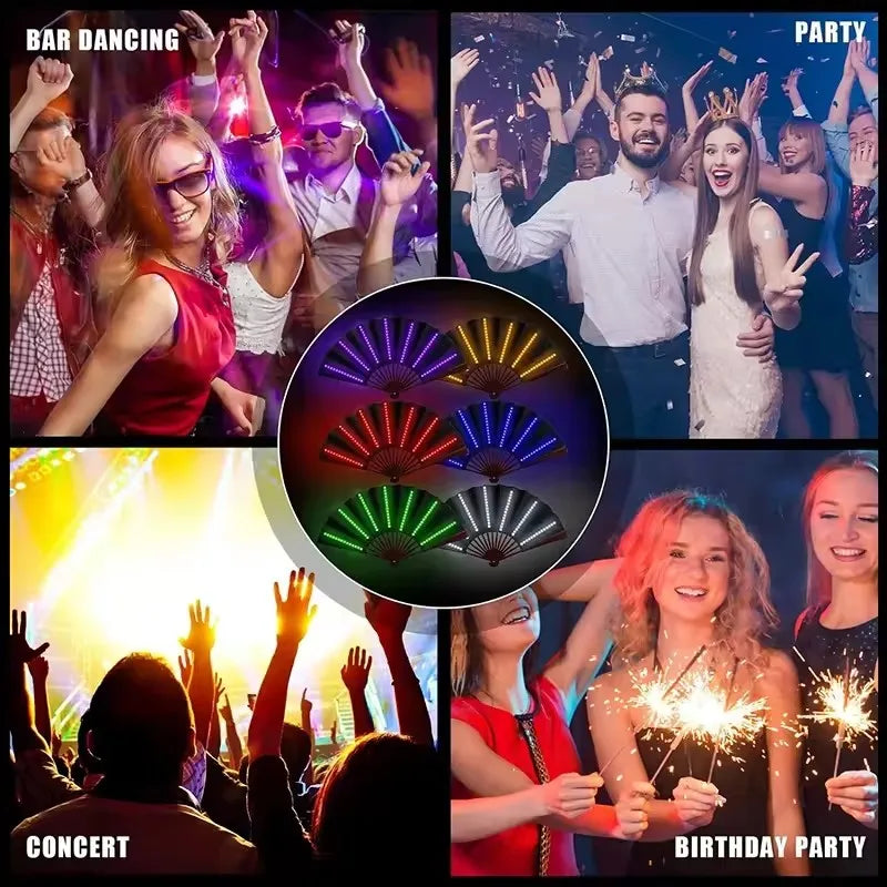 Glow Folding Led Fan Led Glasses Dancing Light Fan Night Show Halloween Christmas Rave Festival Accessories Glow Party Supplies