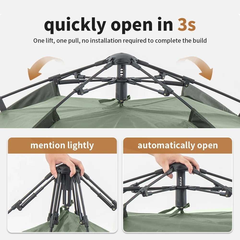 Naturehike 3-4 Person Tent Ultralight Waterproof Automatic Tent Portable 3 Season Backpacking Tent Outdoor Hiking Camping Tent