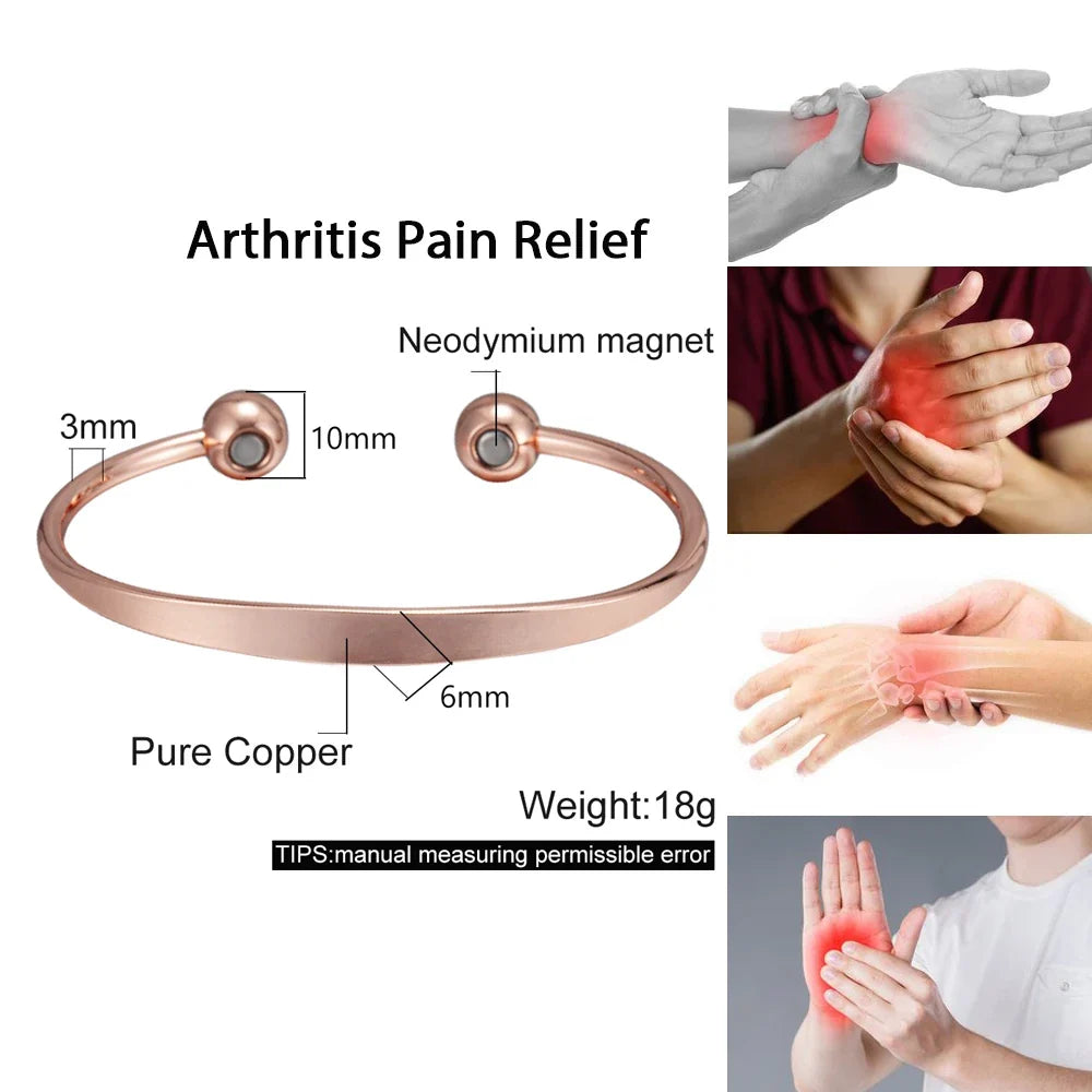 Vinterly Pure Copper Bracelets Magnetic Shiny Adjustable Bangles Arthritis Pain Relief Health Magnet Jewelry Anti Radiation