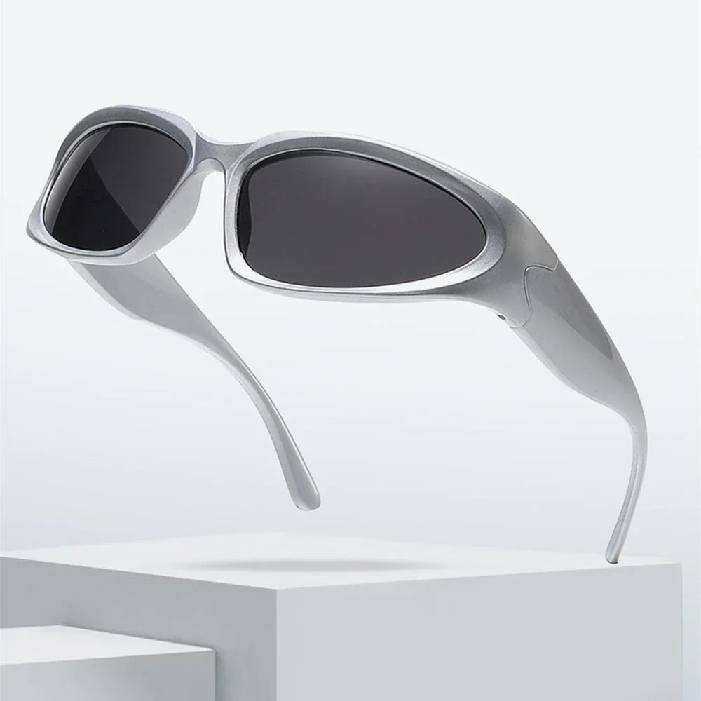 VIVIBEE Y2K Sunglasses Women Steampunk Mirror White Sports Mne Goggles UV400 Punk Sun Glasses 2026 Trending Product