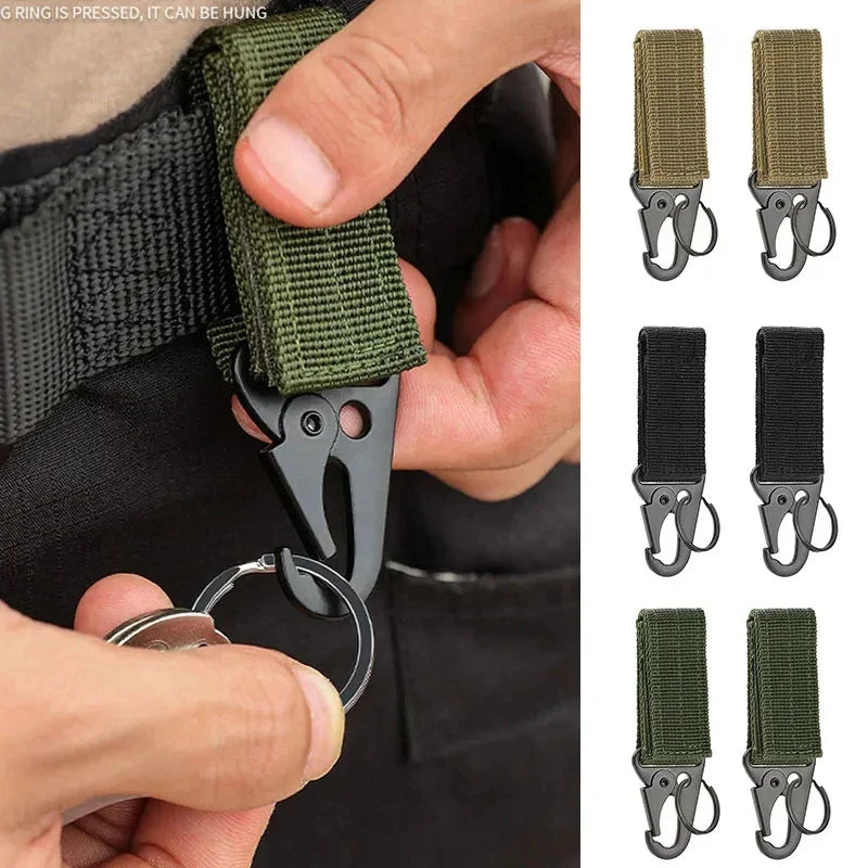 1-3 PCS.Tactical Hanging Buckle Molle Nylon Webbing Carabiner Belt Triangle Keychain for Outdoor Climbing Camping Tool Accessory