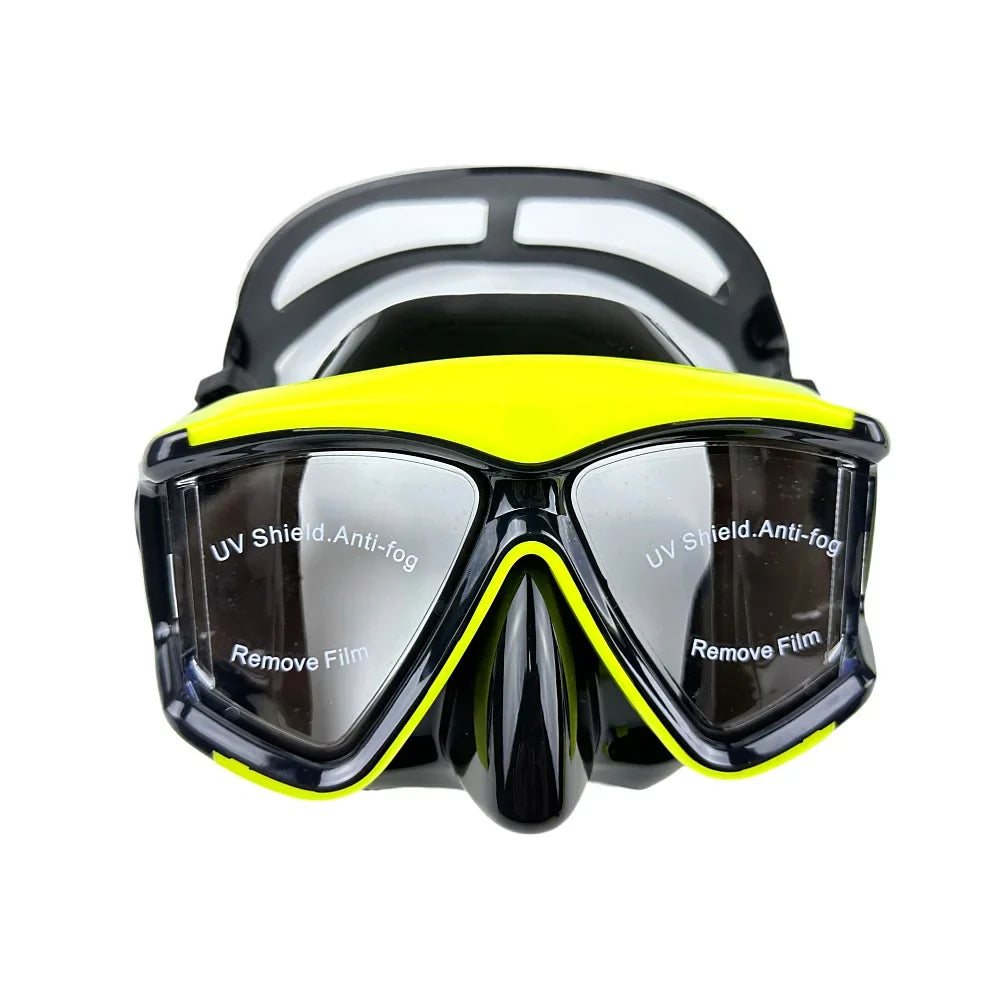 Diving Mask Snorkel Swimming Goggles Scuba Silicone Skirt 3 Windows Anti-Fog Anti-Leak Wide View Panoramic HD For Adult Youth