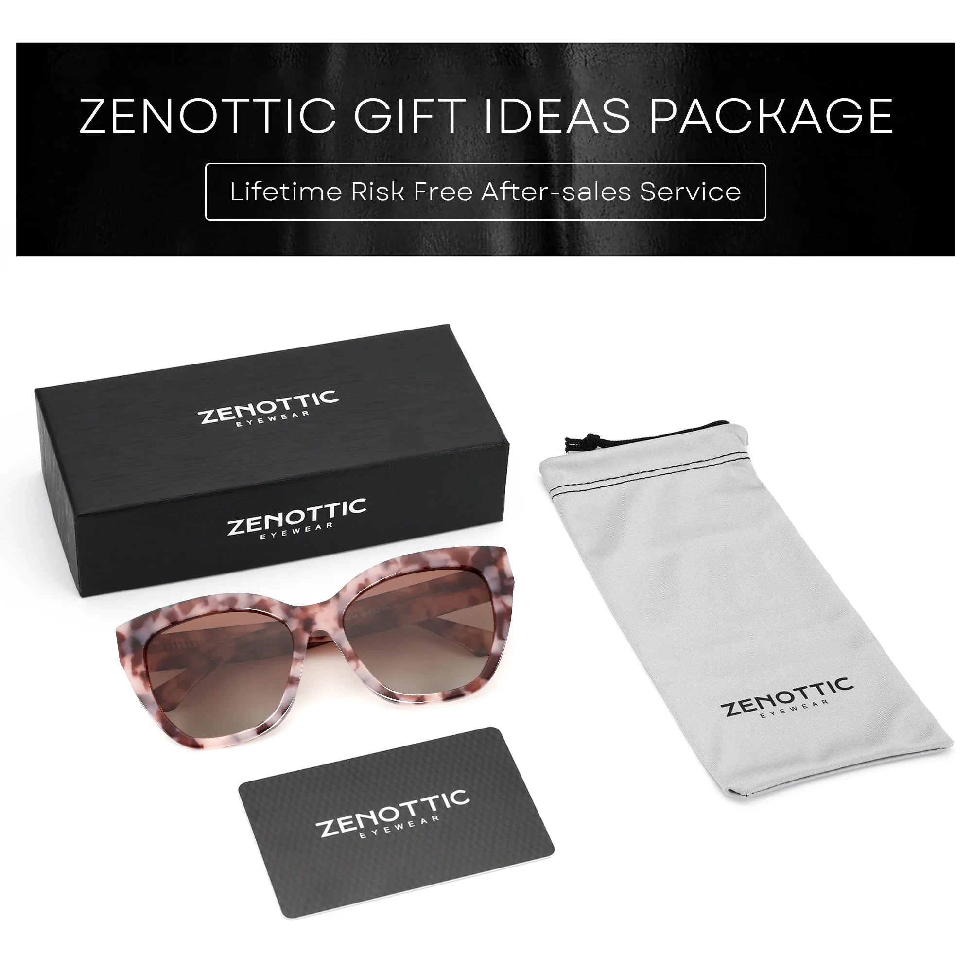 ZENOTTIC Butterfly Polarized Sunglasses Fashion Thick Frame for Women Acetate Sun Glasses Driving UV400 Protection