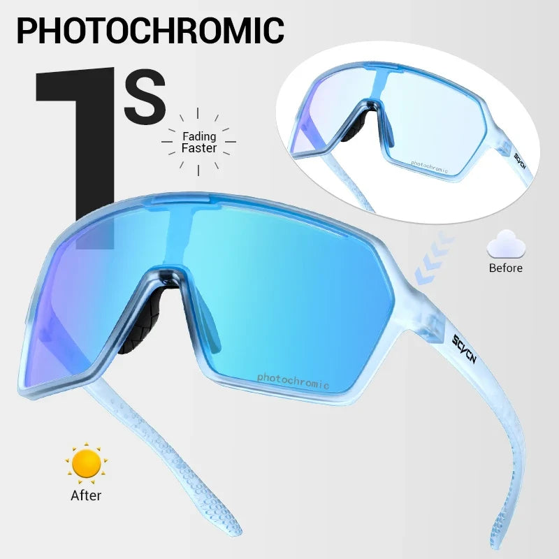 SCVCN Fashion Color Photochromic Cycling Glasses Outdoor Running Sunglasses Men MTB Cycling Sunglasses Women Road Bike Glasses