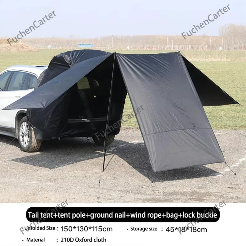 Outdoor Car Camping Tent Portable SUV Rear Trunk Tent 3-Sided Extended Tailgate Shade Shelter Vehicle Rear Waterproof Shelter