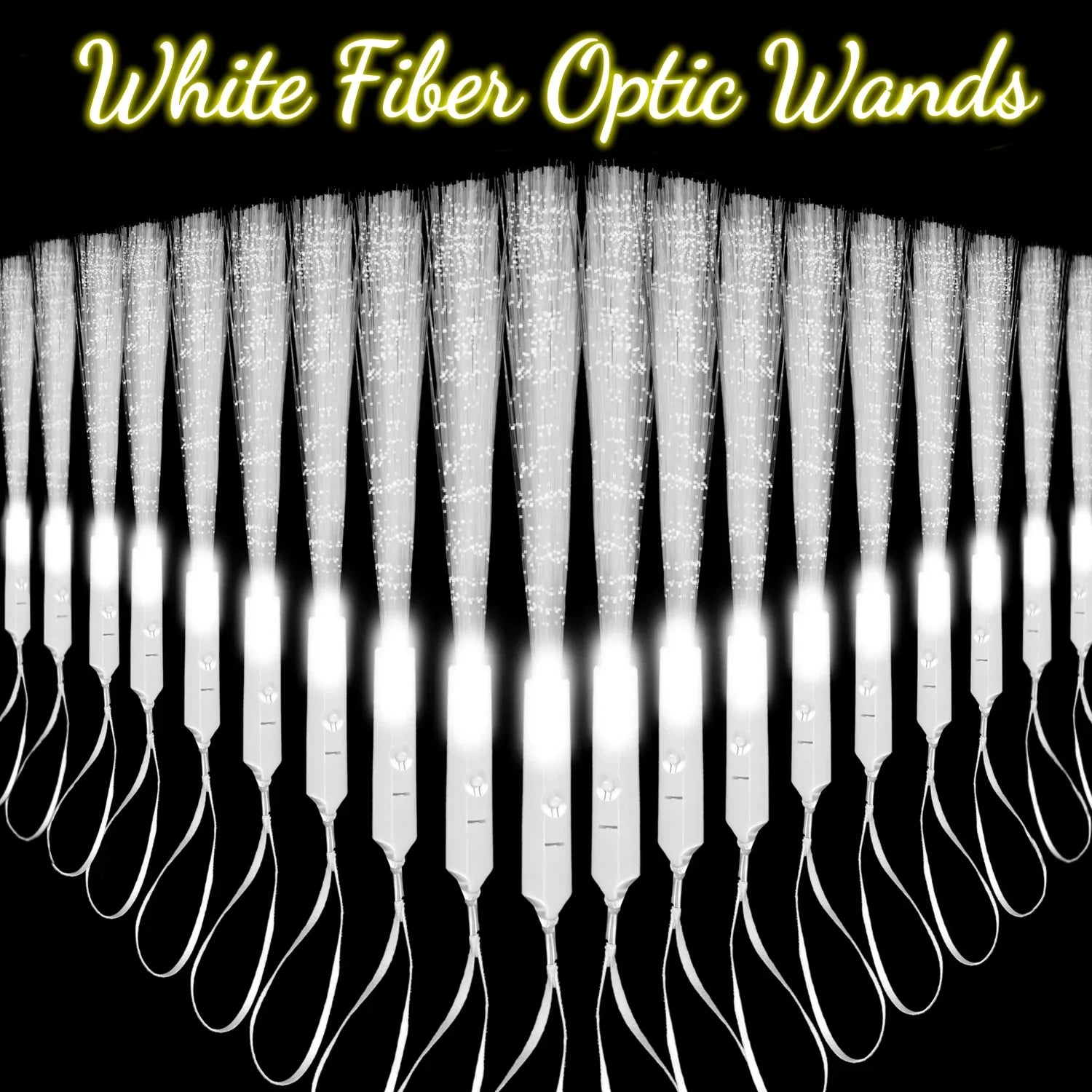 24-96PCS LED White Fiber Optic Wands For Wedding 3 Modes Flashing Glow Sticks for Kids Light Up Wand Dark Party Favors Birthday
