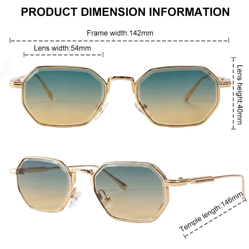 Retro Octagon Punk Sunglasses Men 2026 Luxury Designer Vintage Square Metal Frame Sun Glasses Gradient UV400 Steampunk Eyewear