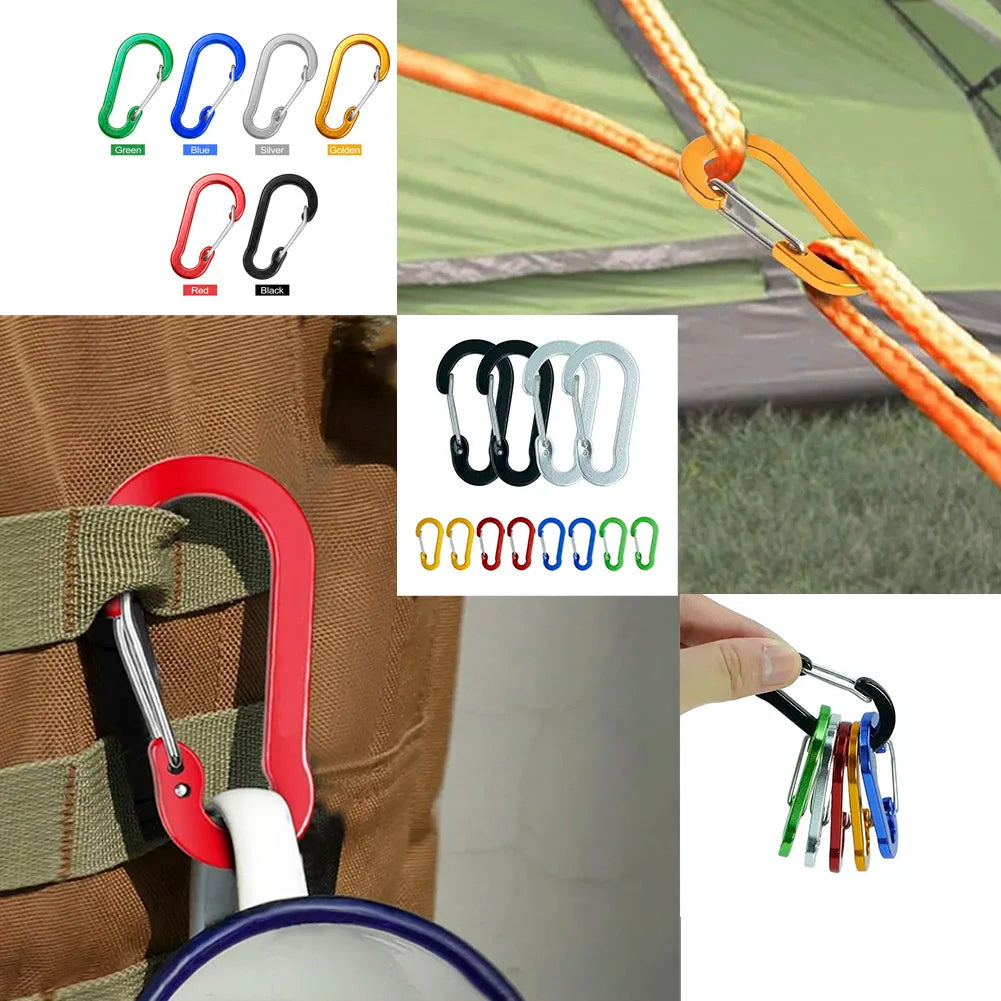 1/6/12pcs Aluminum Carabiner Clip Keychain Carabiners Lock Buckle Snap Outdoor Multi Tool Backpack Camping Hiking Fishing Hook