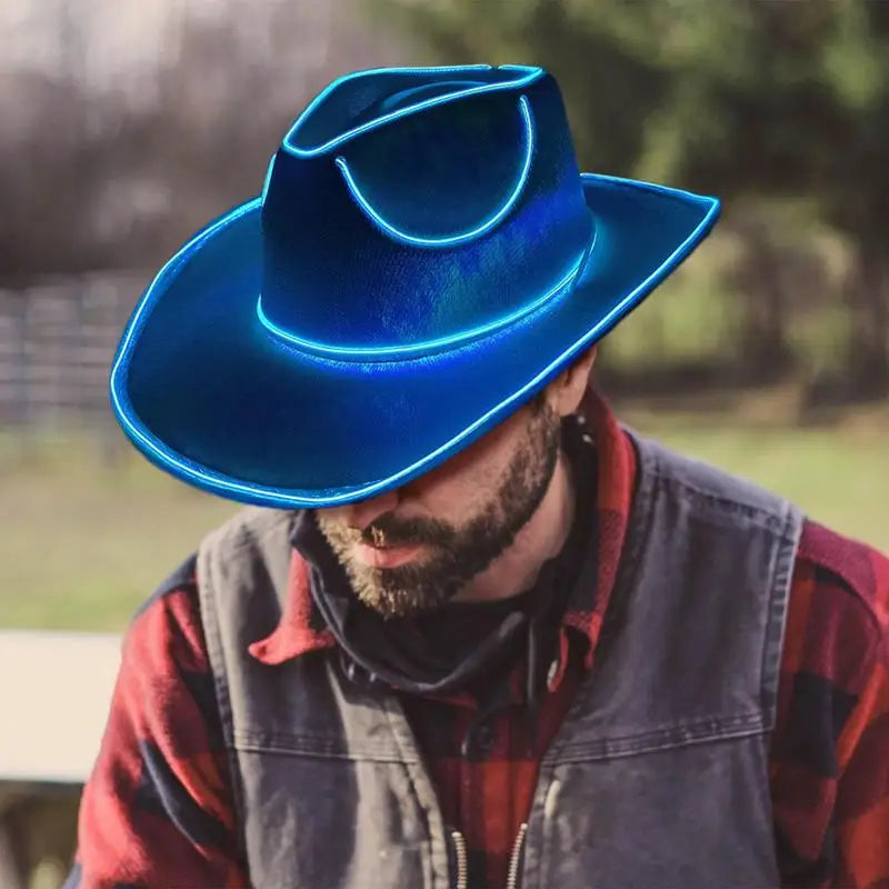 Light up Hats for Adults Party Headwear Cowboy Hat LED Hat Dress up Battery Operated Party Cowboy Hats Sparkly Cowboy Hat