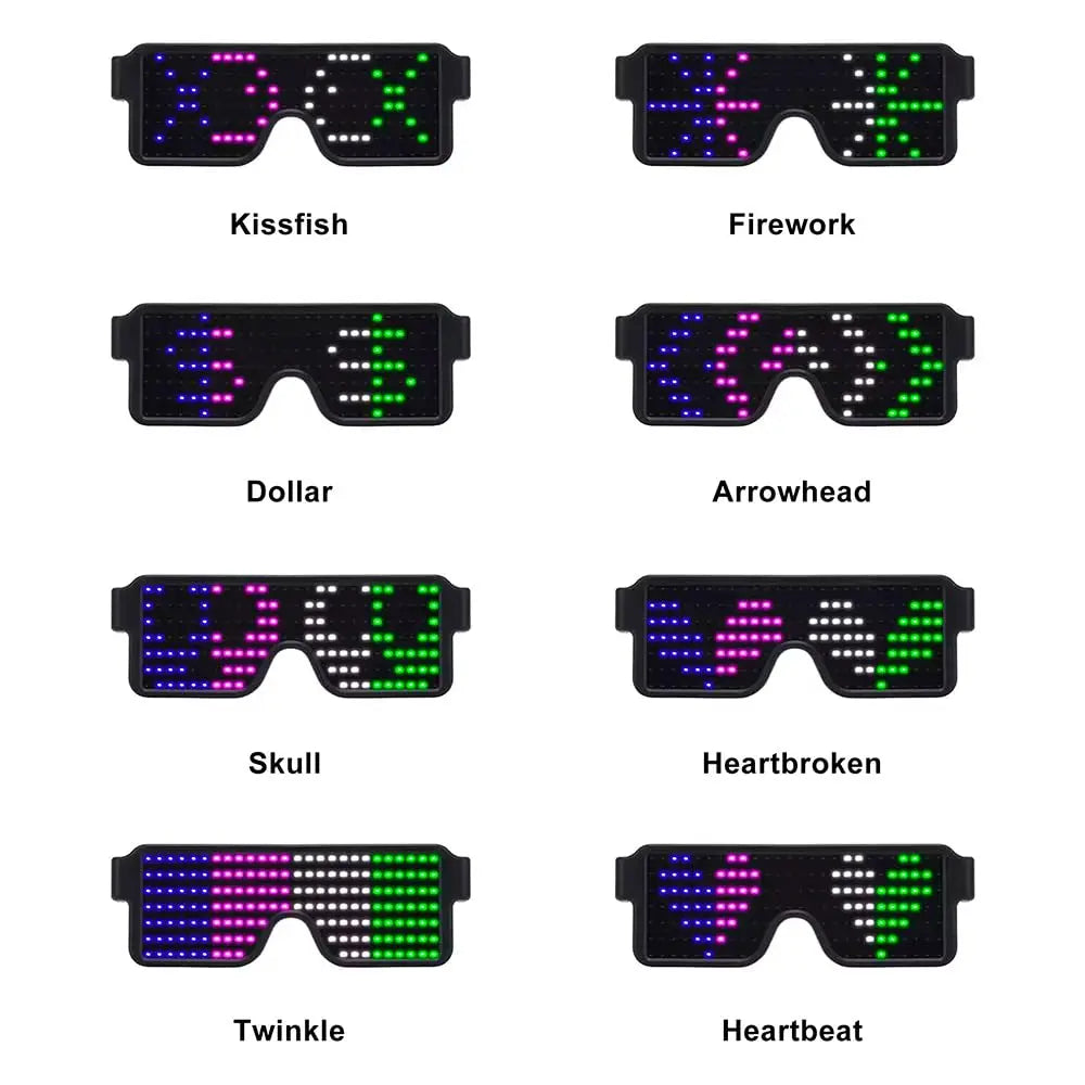 LED Glasses Light Up Dynamic Party Favor Glasses Festival Christmas USB Rechargeable LED Rave Glowing Flashing Glasses