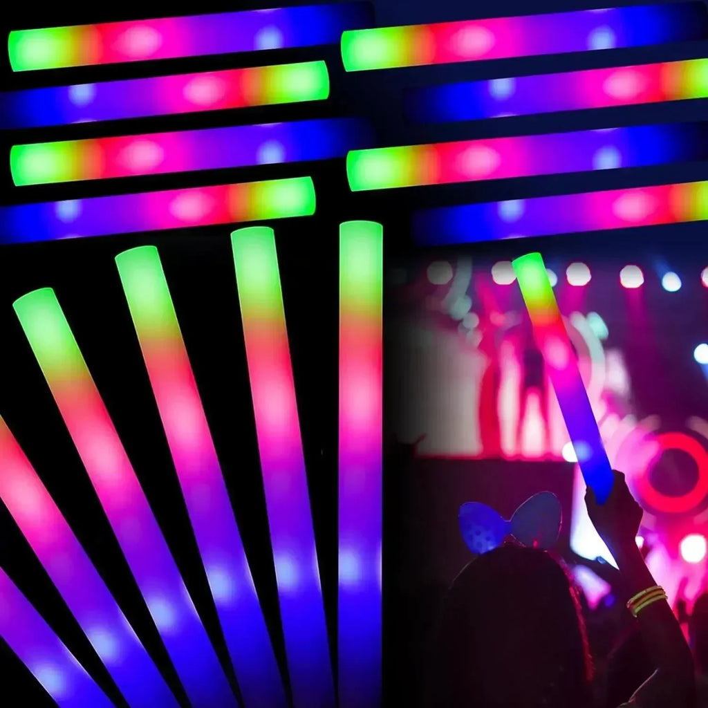 5/10/30pcs 4 Modes Colorful Foam Glow Sticks Led Flashing Glow Stick Camping Party Supplies for Raves Festival Wedding Concert