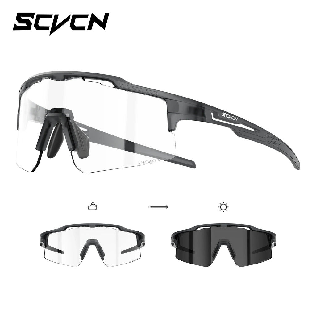 SCVCN Hiking Eyewear Women UV400 Photochromic Bike Riding Sunglasses Outdoor Men Sports MTB Goggles Running Climbing Hydrophobic