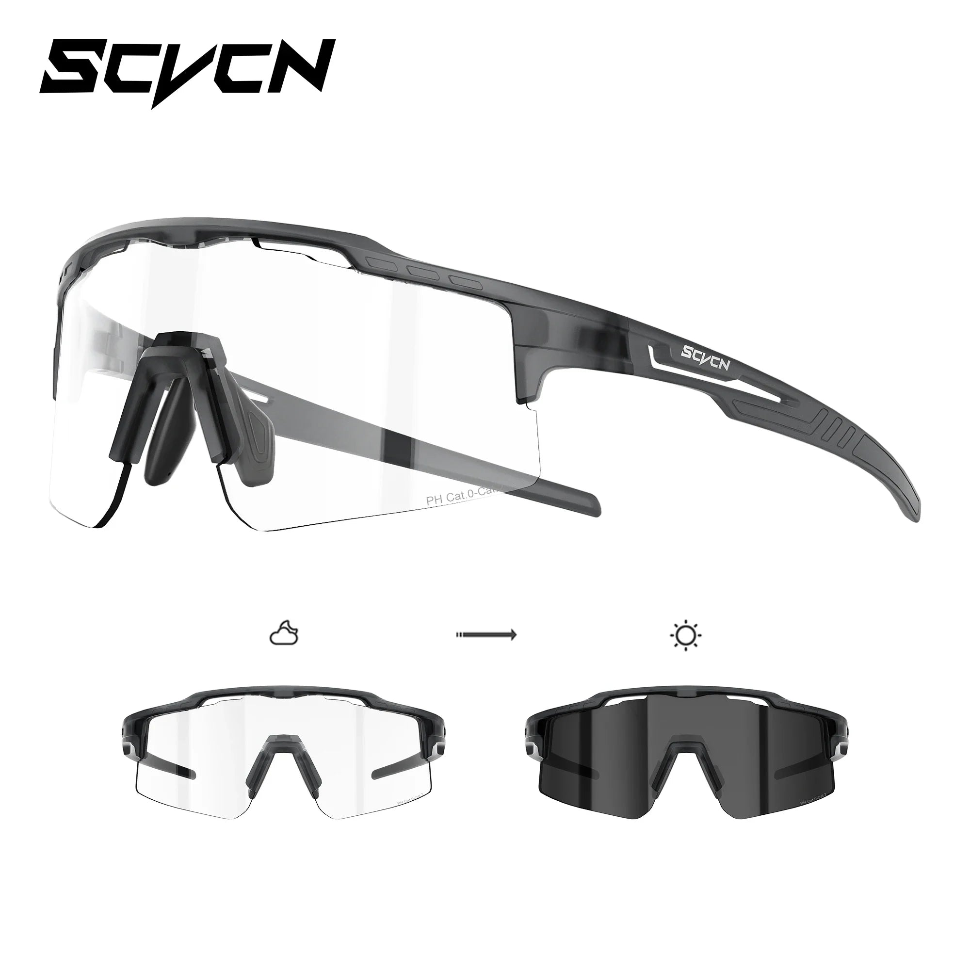 SCVCN Hiking Eyewear Women UV400 Photochromic Bike Riding Sunglasses Outdoor Men Sports MTB Goggles Running Climbing Hydrophobic