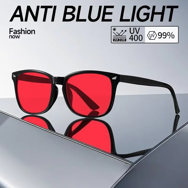 Unisex Red Yellow Orange Tinted Anti Blue Light Glasses, Night Sleep Red Lens Filter Eyewear for Eye Strain Relief