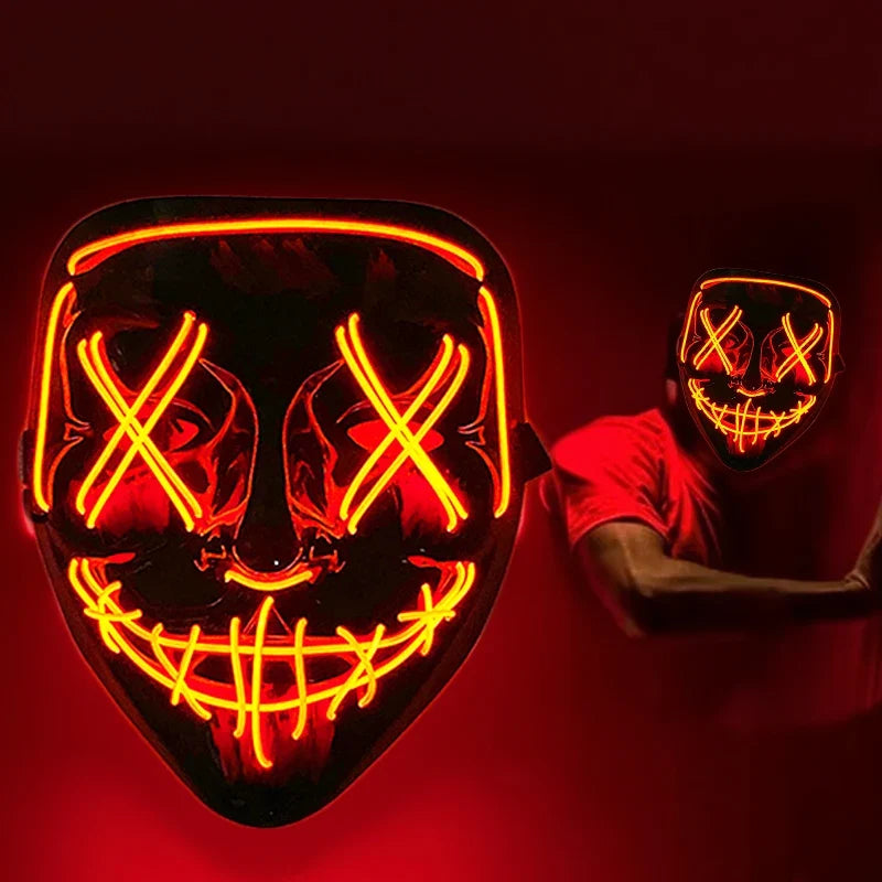 LED Light Up V For Vendetta Mask Anonymous Luminous Full Face Mask Glow In Dark Party Rave Halloween Cosplay Costume Props