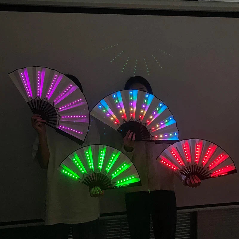Luminous Folding LED Fan Dancing Light Fan Flashing For Night Music Show Rave Festival Accessories Glowing In The Dark Party