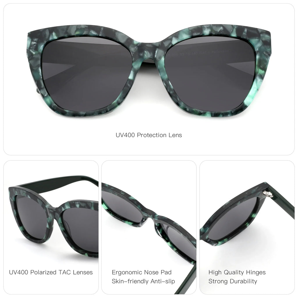 ZENOTTIC Butterfly Polarized Sunglasses Fashion Thick Frame for Women Acetate Sun Glasses Driving UV400 Protection