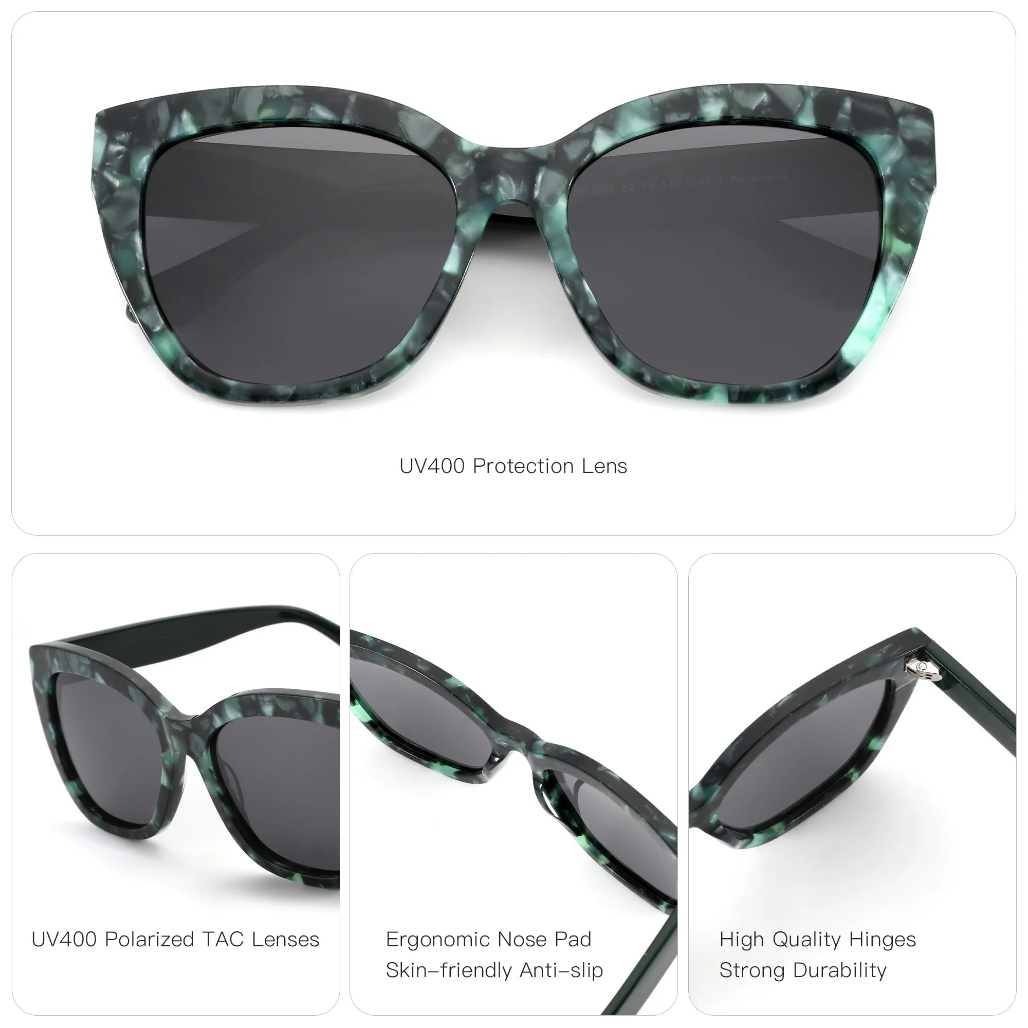 ZENOTTIC Butterfly Polarized Sunglasses Fashion Thick Frame for Women Acetate Sun Glasses Driving UV400 Protection