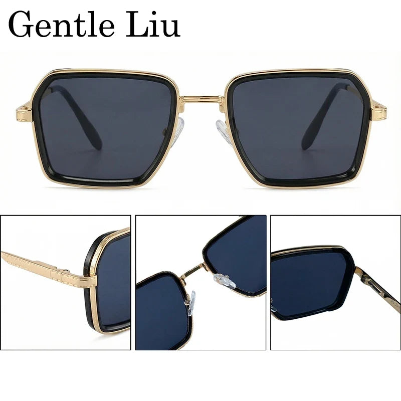 Steampunk Polygon Polarized Sunglasses Men 2026 Luxury Brand Change Color Sun Glasses For Male Driving Eyewear Metal Frame Shade
