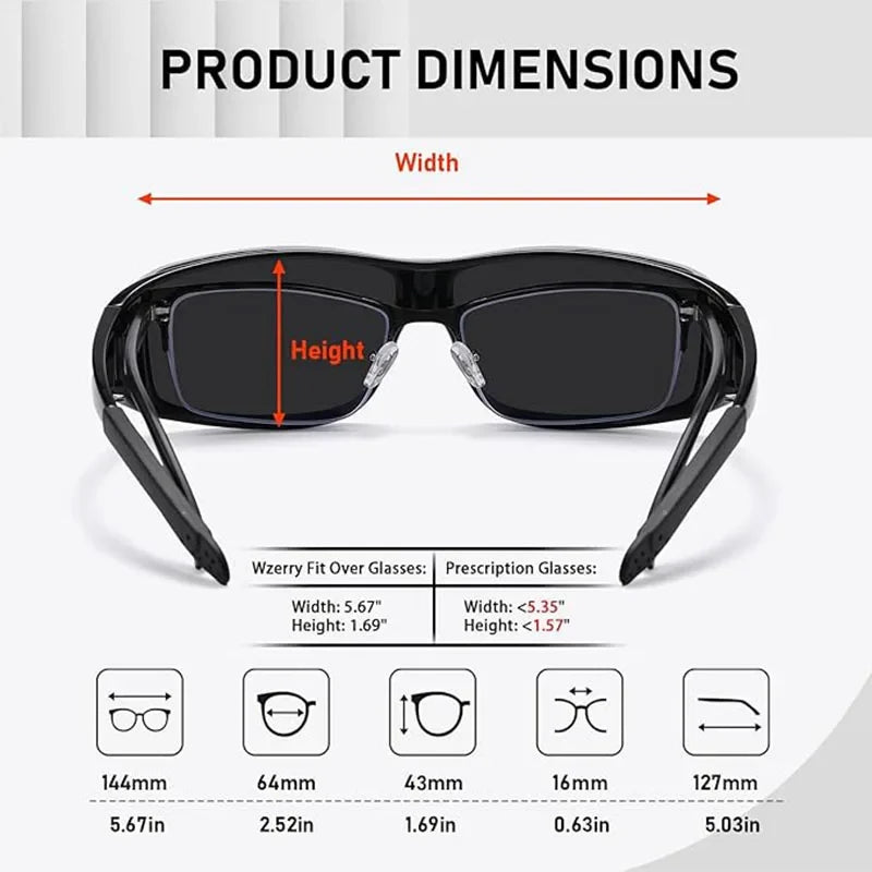 Fit Over Glasses Sunglasses for Women & Men, Stylish Design Polarized Over-Glasses UV Protection