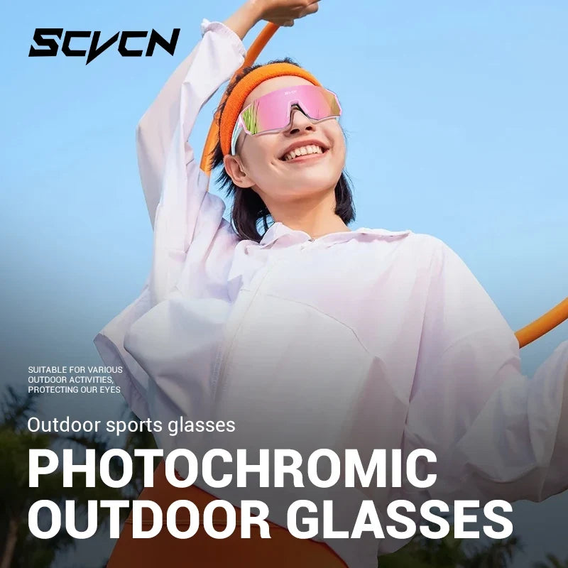 SCVCN Color Photochromic Cycling Glasses Men MTB Cycling Sunglasses Women Road Bike Glasses Outdoor Sports Bicycle Sunglasses