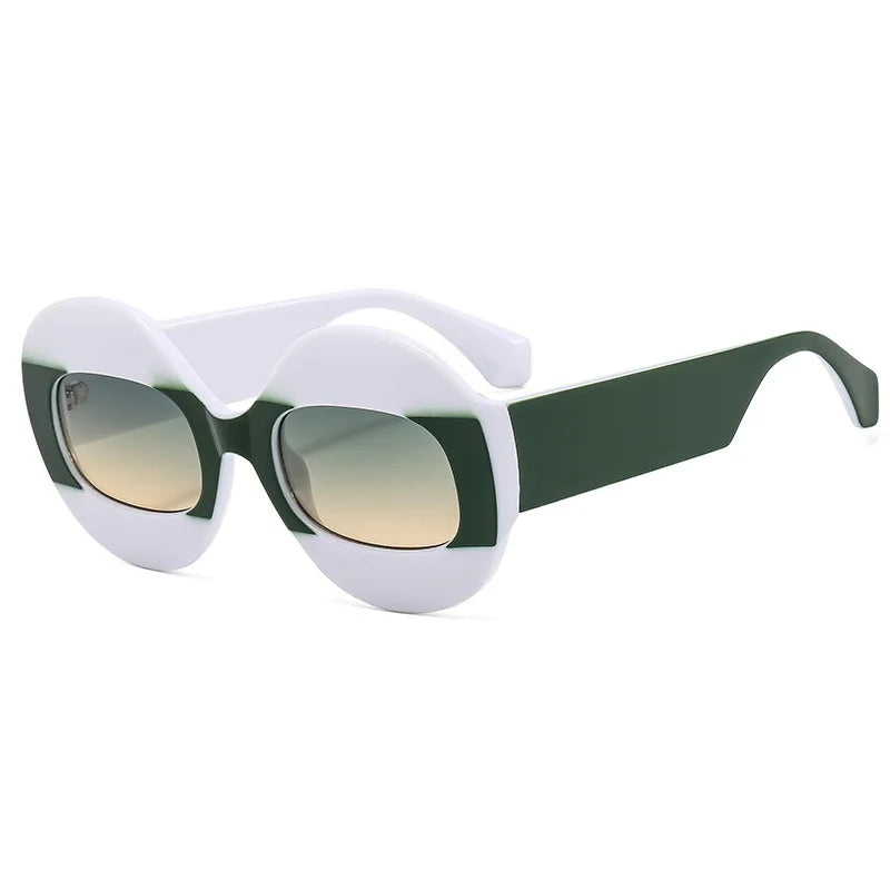 Fashion Round Contrast Color Women Sunglasses Retro Oval Clear Gradient Lens Shades UV400 Men Trending Punk Sun Glasses