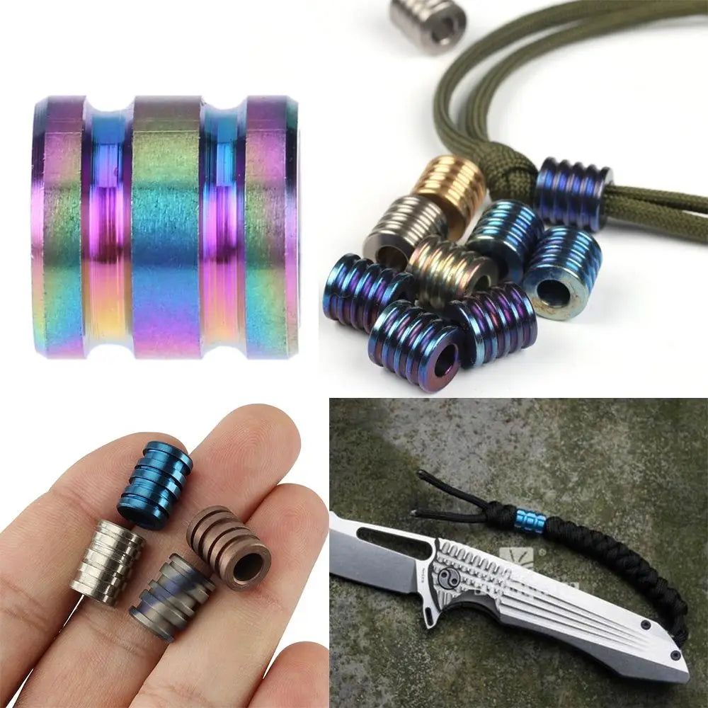 Outdoor Titanium Alloy TC4 Knife Beads Knife Lanyard Camping Knife Gadgets Pendant Paracord Rope Knife EDC Multi Tools