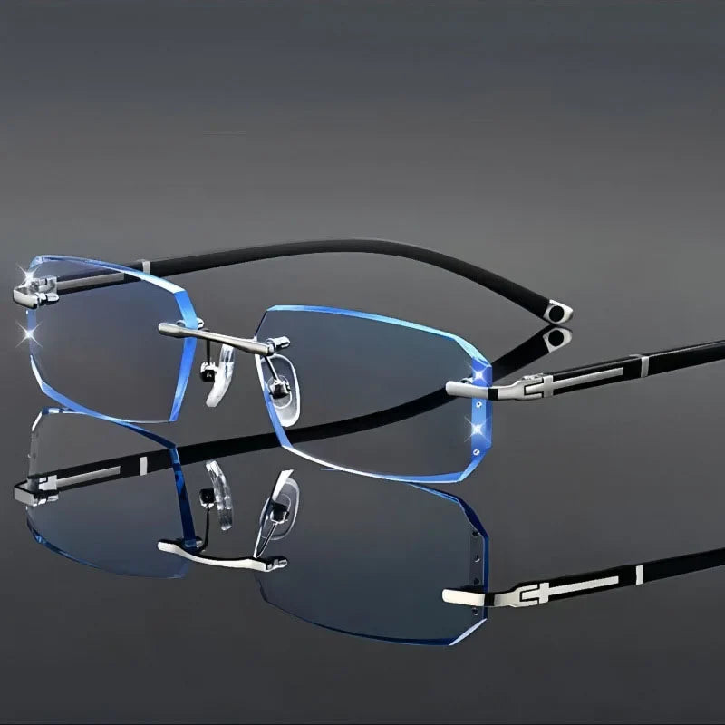 Stylish Frameless Anti-Blue Light Reading Glasses for Men Business Reading Glasses New Design