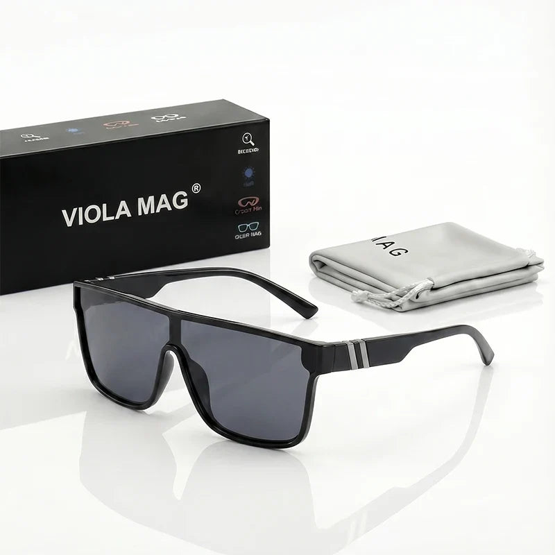 VIOLA MAG Flat Integrated Glasses, High-Quality Square Unisex, Trendy for Daily Travel and Leisure Decoration, with Glasses Bag