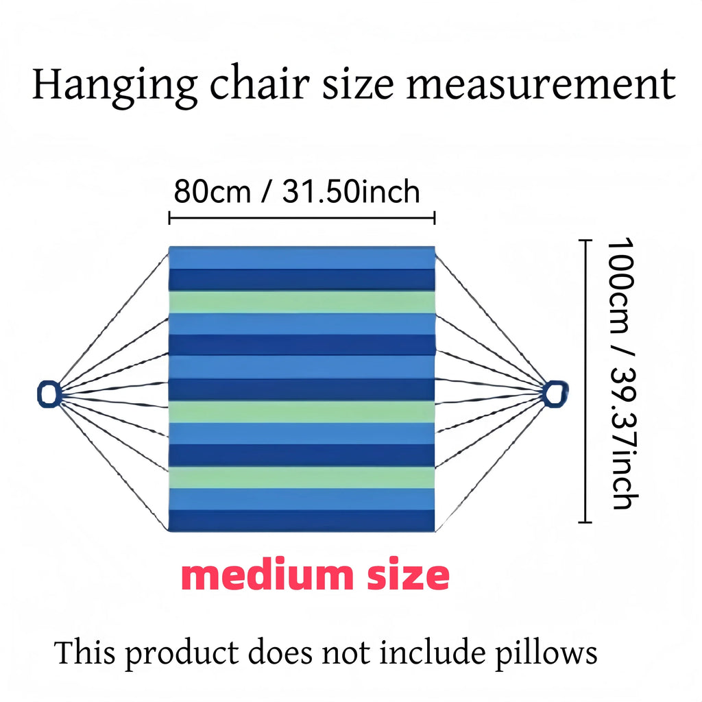 Portable 2-in-1 Hammock Chair Durable Striped Fabric Comfortable Hanging Lounger Camping Essential
